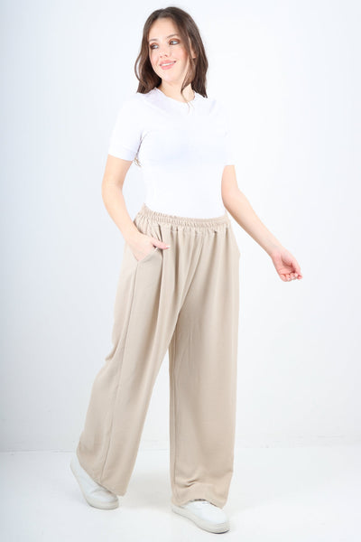 Plain Elasticated Waist Cotton Trousers
