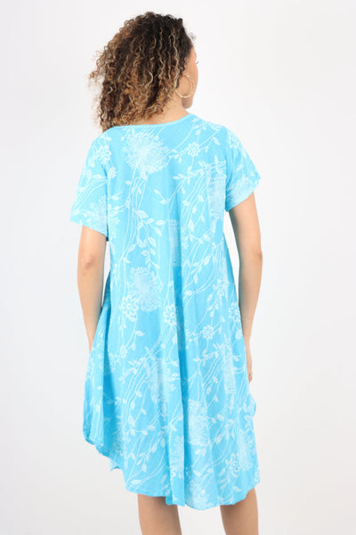 Floral Pattern Short Sleeve Cotton Midi Dress