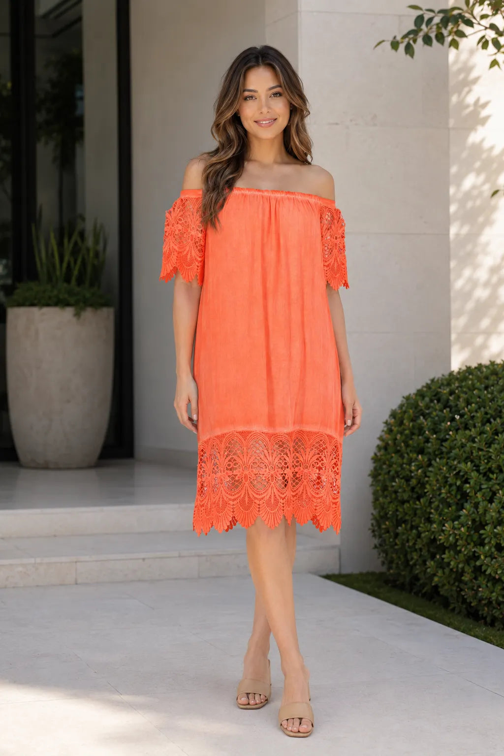 Bardot Crochet Lace Dress – One Size 8–18