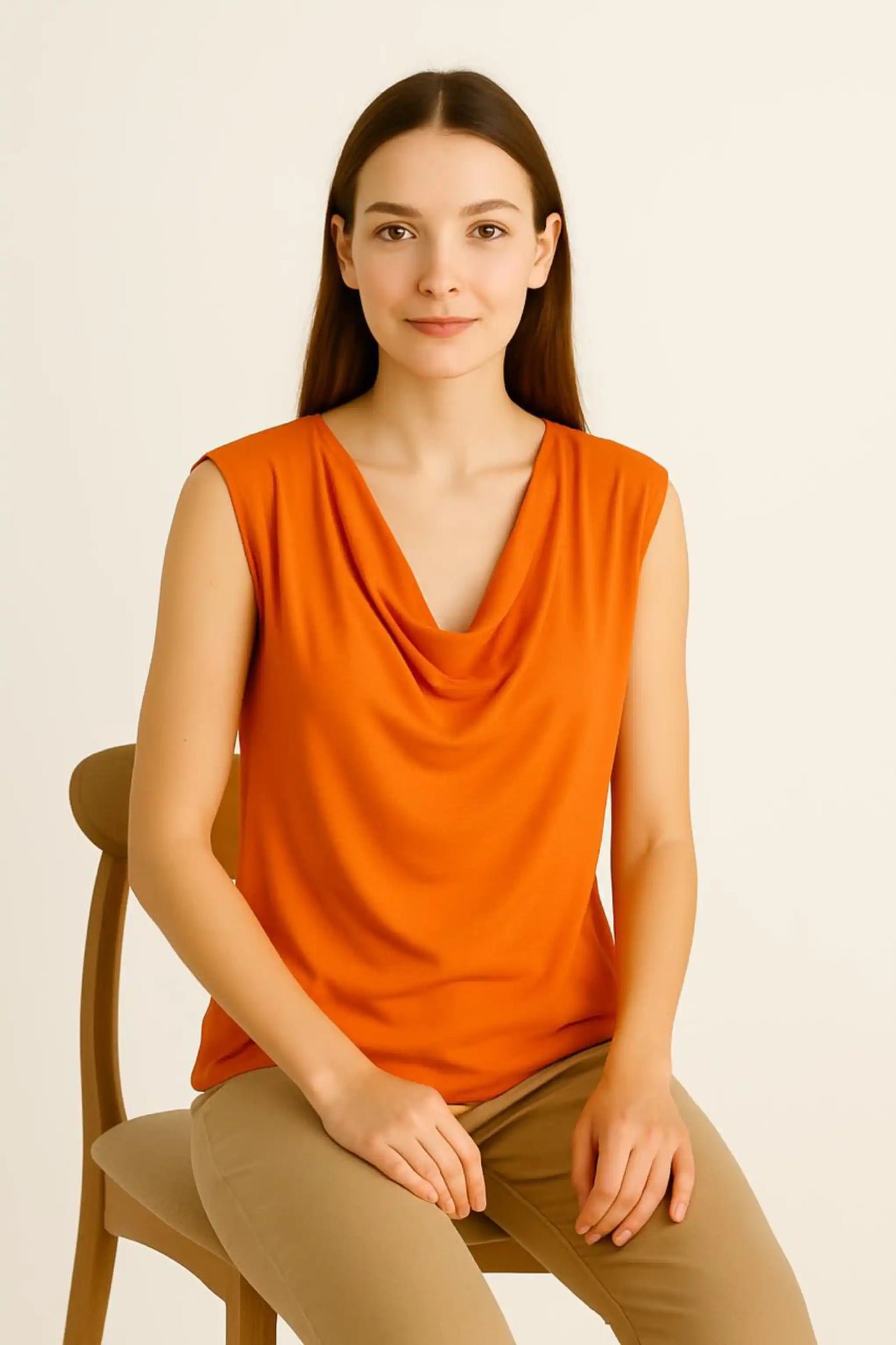 Cowl Neck Sleeveless Basic Vest Top