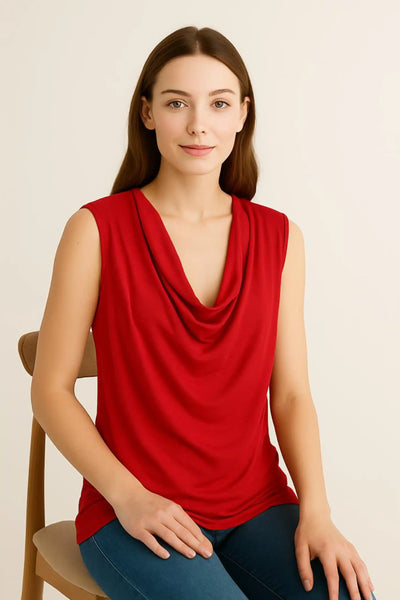 Cowl Neck Sleeveless Basic Vest Top
