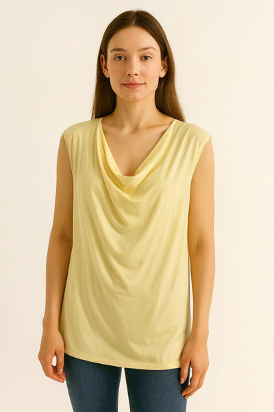 Cowl Neck Sleeveless Basic Vest Top