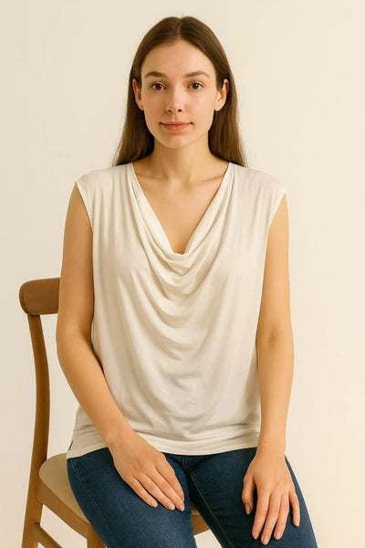 Cowl Neck Sleeveless Basic Vest Top