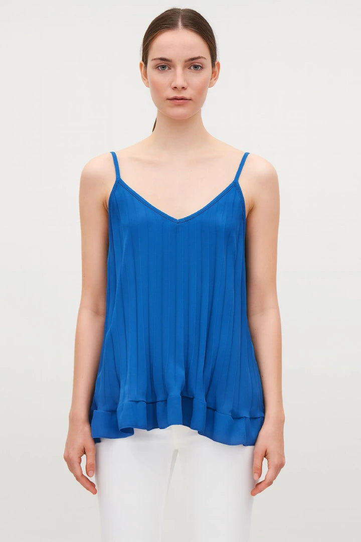 Pleated Sleeveless Vest Tunic Top