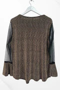 Italian Pearl Stud Detail Mesh Net Sleeve Shimmer Top