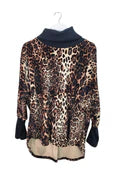 Italian Velour Roll Neck Animal Printed Dip Hem Jumper Top