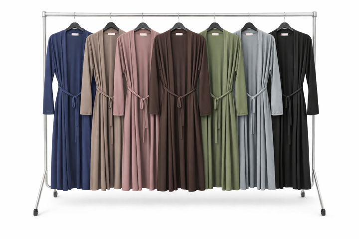 Plain Ribbed Longline Belted Cardigan