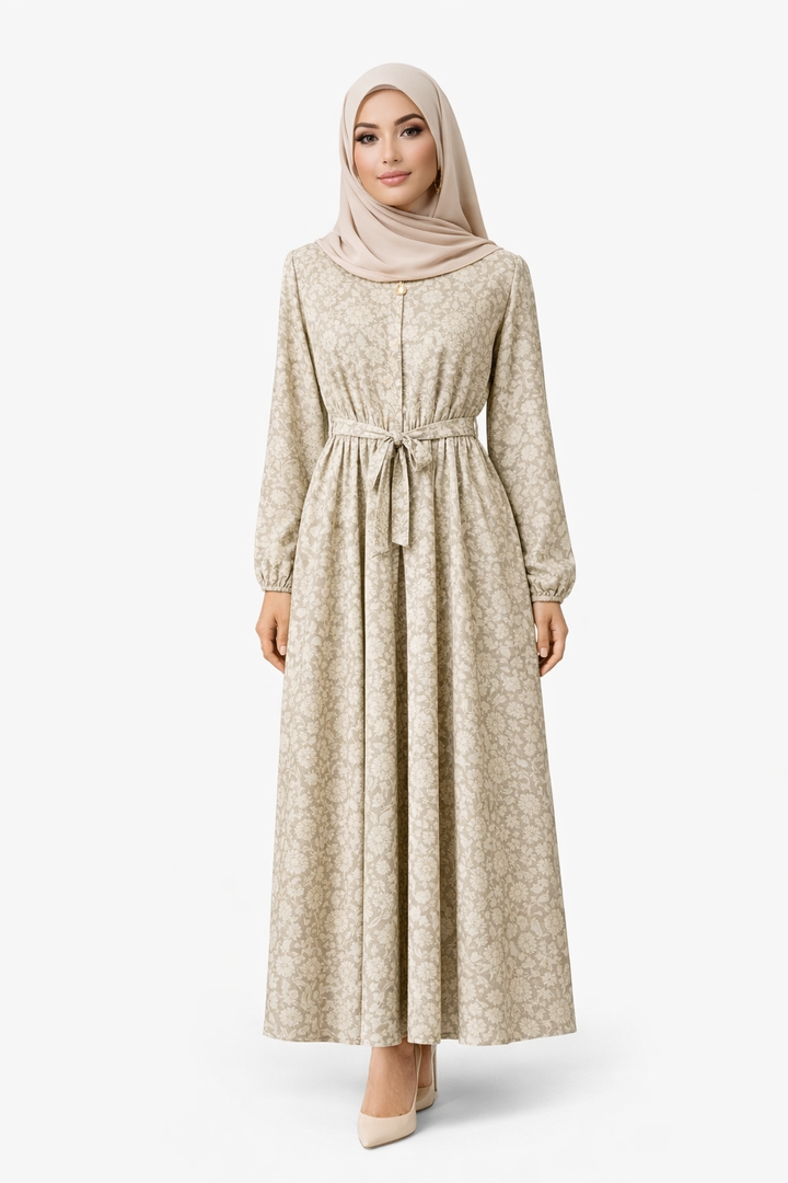 Chiffon Floral Print Modest Maxi Dress