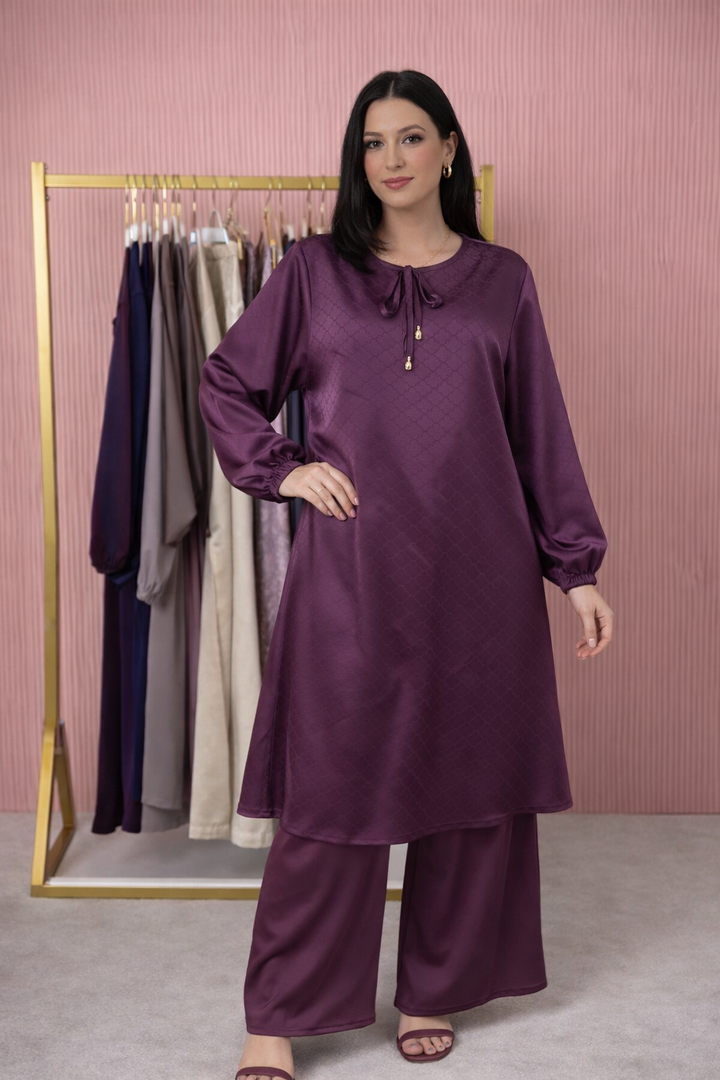 Satin Plain Modest Co-Ord Set
