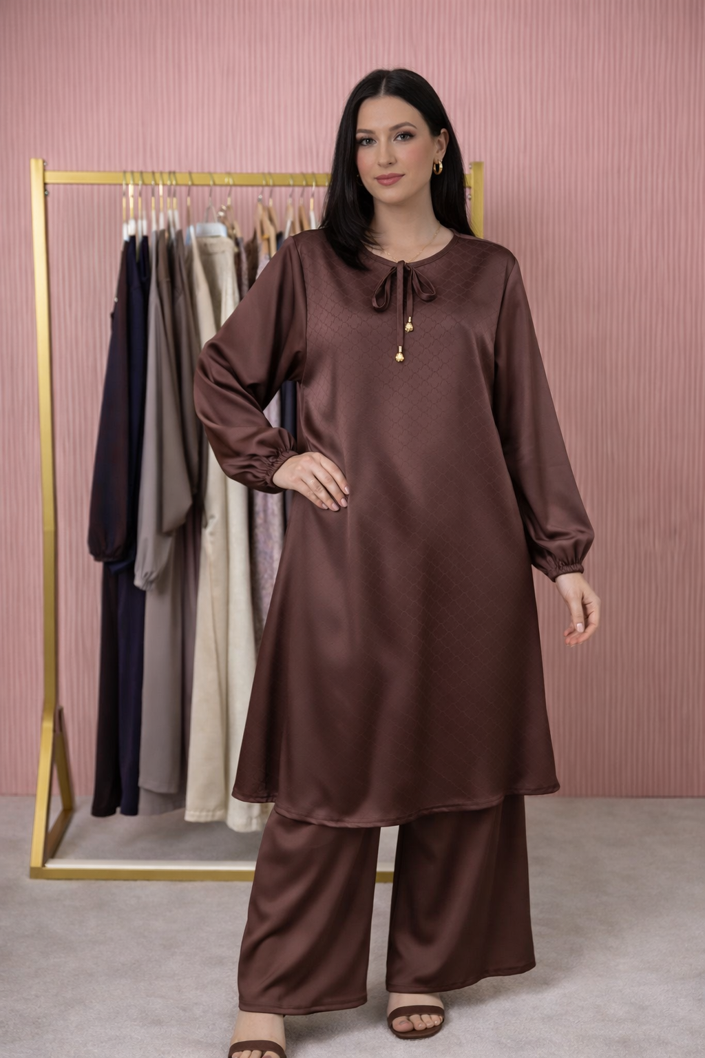 Satin Plain Modest Co-Ord Set