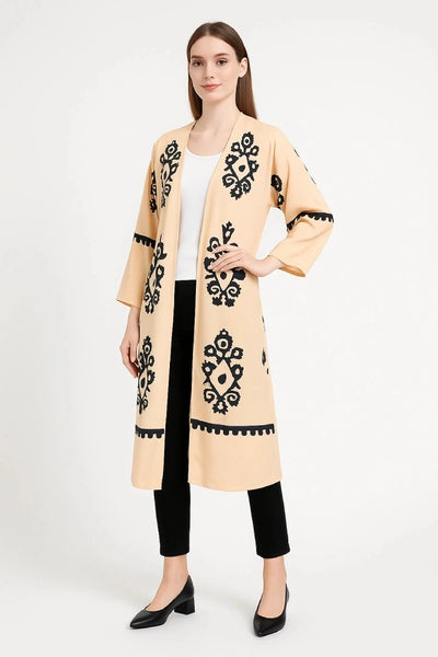 Pattern Button Down Frill Short Sleeve Oversized Cardigan