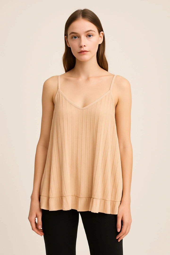 Pleated Sleeveless Vest Tunic Top