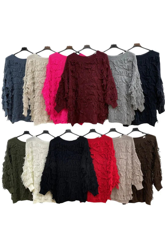Italian Fringe Layer Tassel Detail Jumper Top
