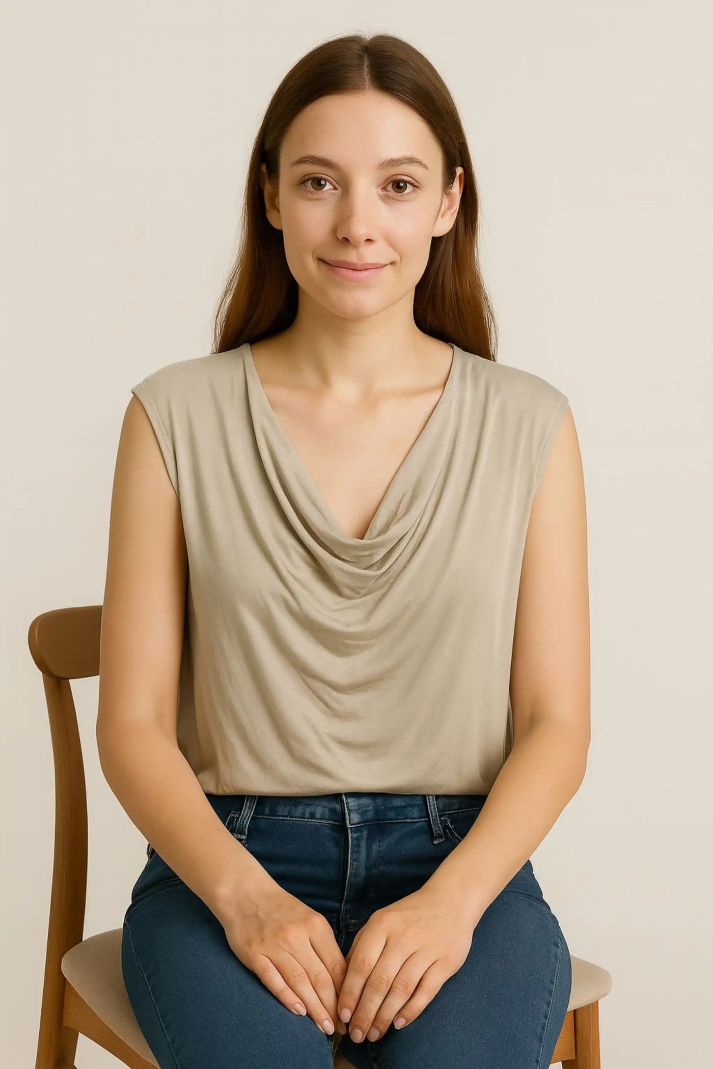 Cowl Neck Sleeveless Basic Vest Top