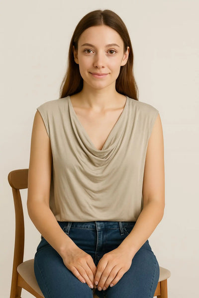 Cowl Neck Sleeveless Basic Vest Top