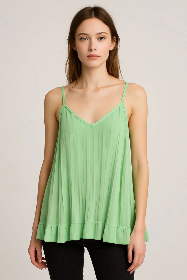 Pleated Sleeveless Vest Tunic Top