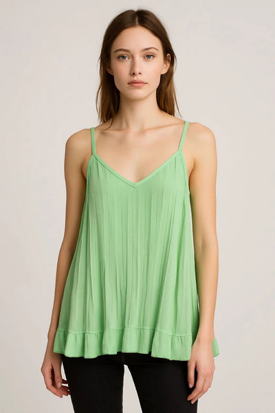 Pleated Sleeveless Vest Tunic Top
