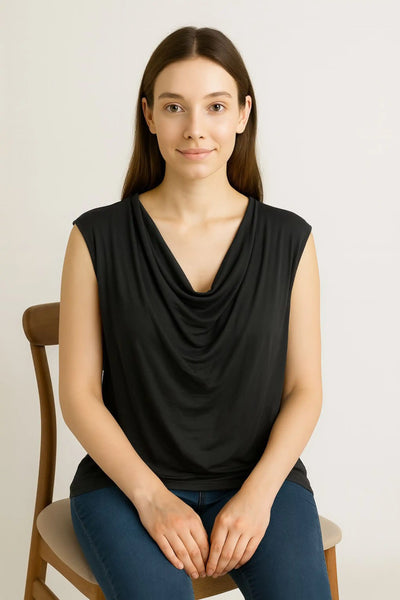 Cowl Neck Sleeveless Basic Vest Top