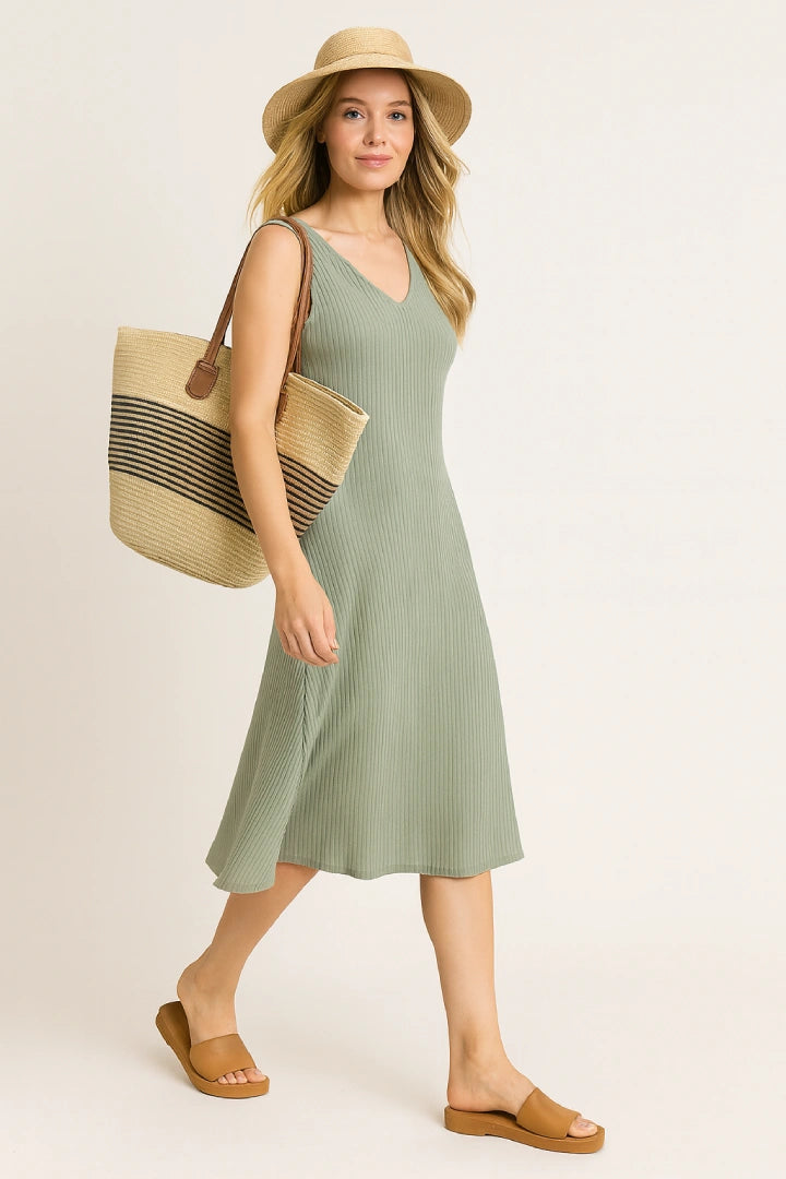 Women Straw Stripe Pattern Tote Beach Bag