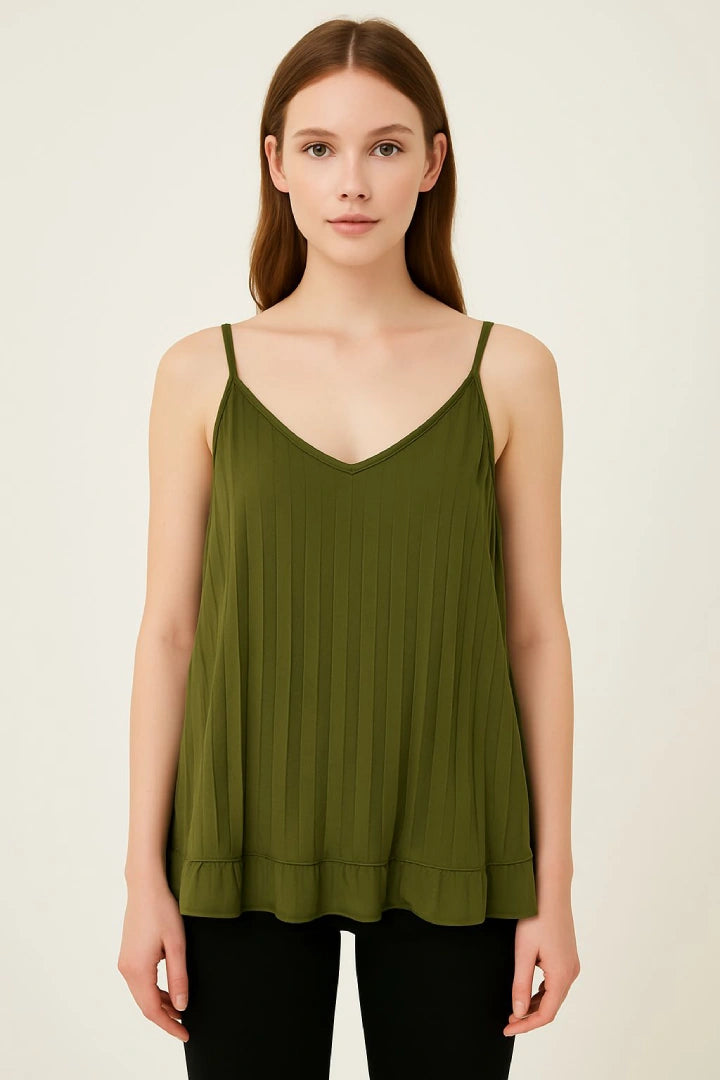 Pleated Sleeveless Vest Tunic Top