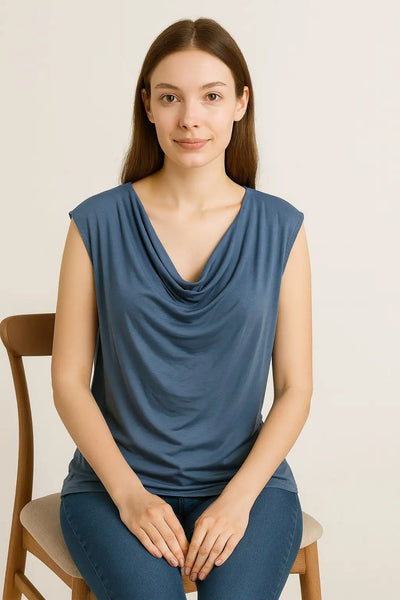 Cowl Neck Sleeveless Basic Vest Top