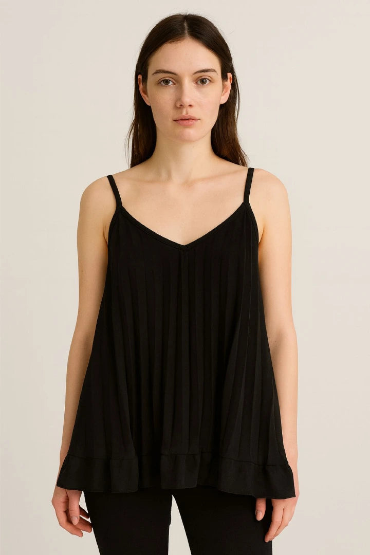 Pleated Sleeveless Vest Tunic Top
