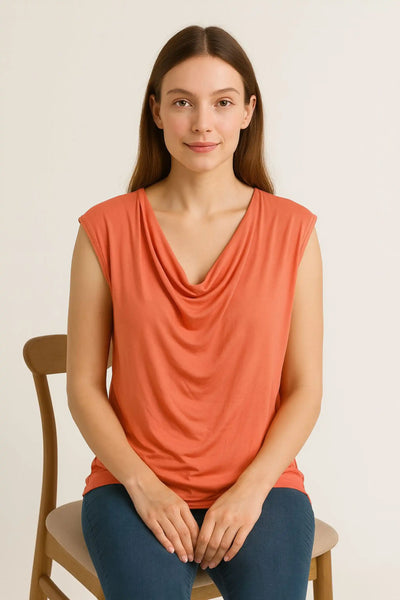 Cowl Neck Sleeveless Basic Vest Top