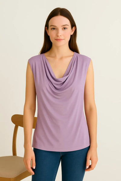 Cowl Neck Sleeveless Basic Vest Top