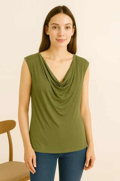 Cowl Neck Sleeveless Basic Vest Top