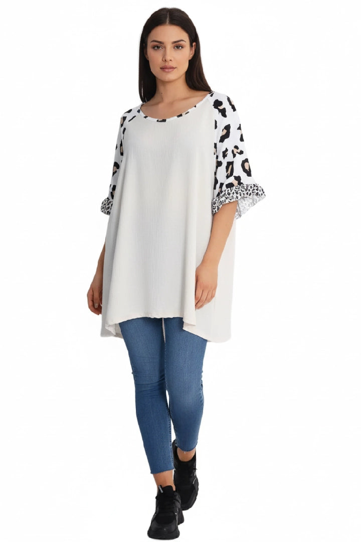 Animal Printed Sleeve Tunic Top