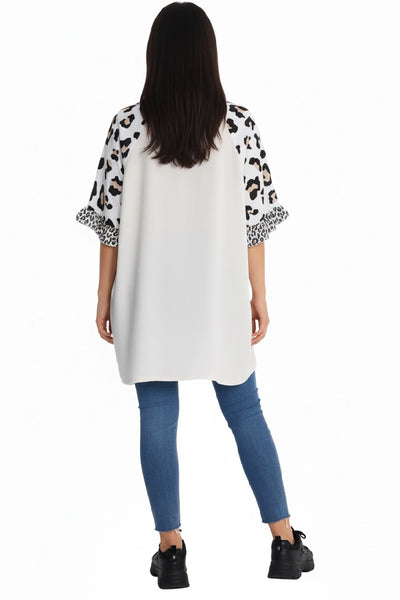 Animal Printed Sleeve Tunic Top