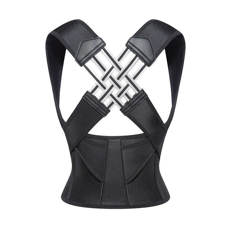 Black waist trainer with adjustable straps on a white background