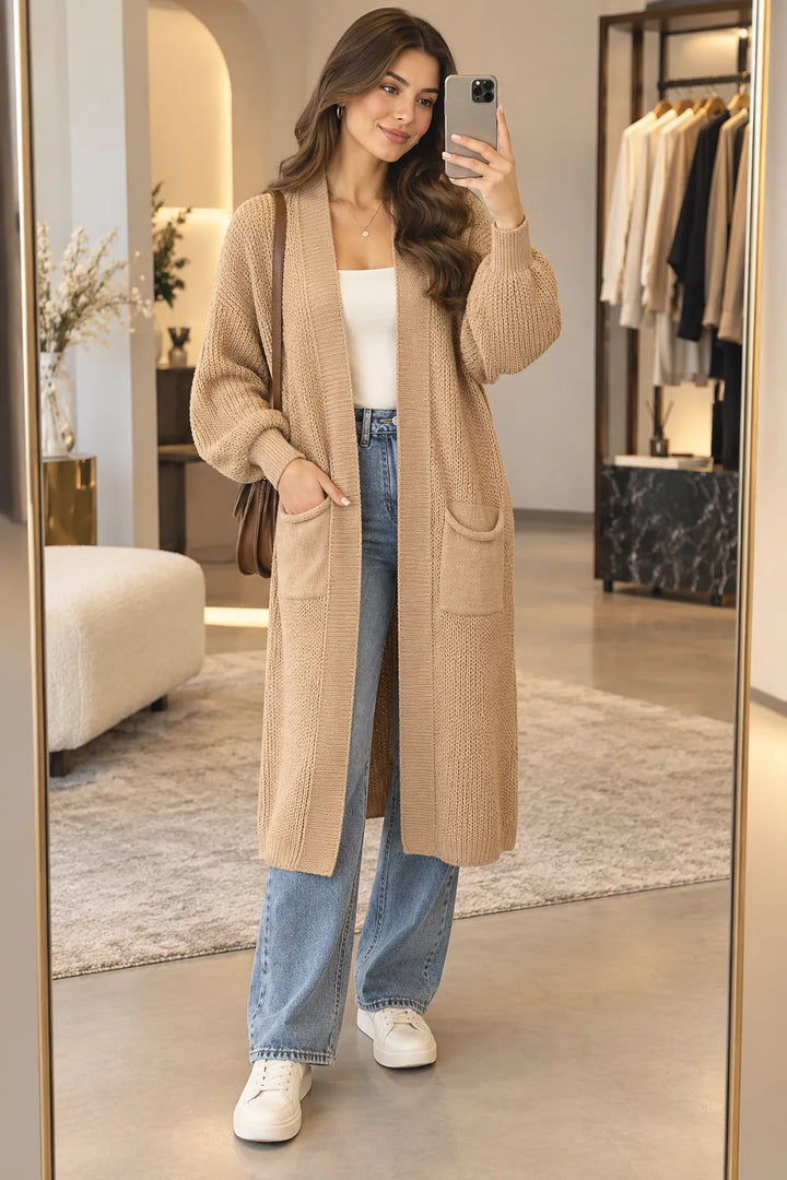 Longline Balloon Sleeve Cardigan