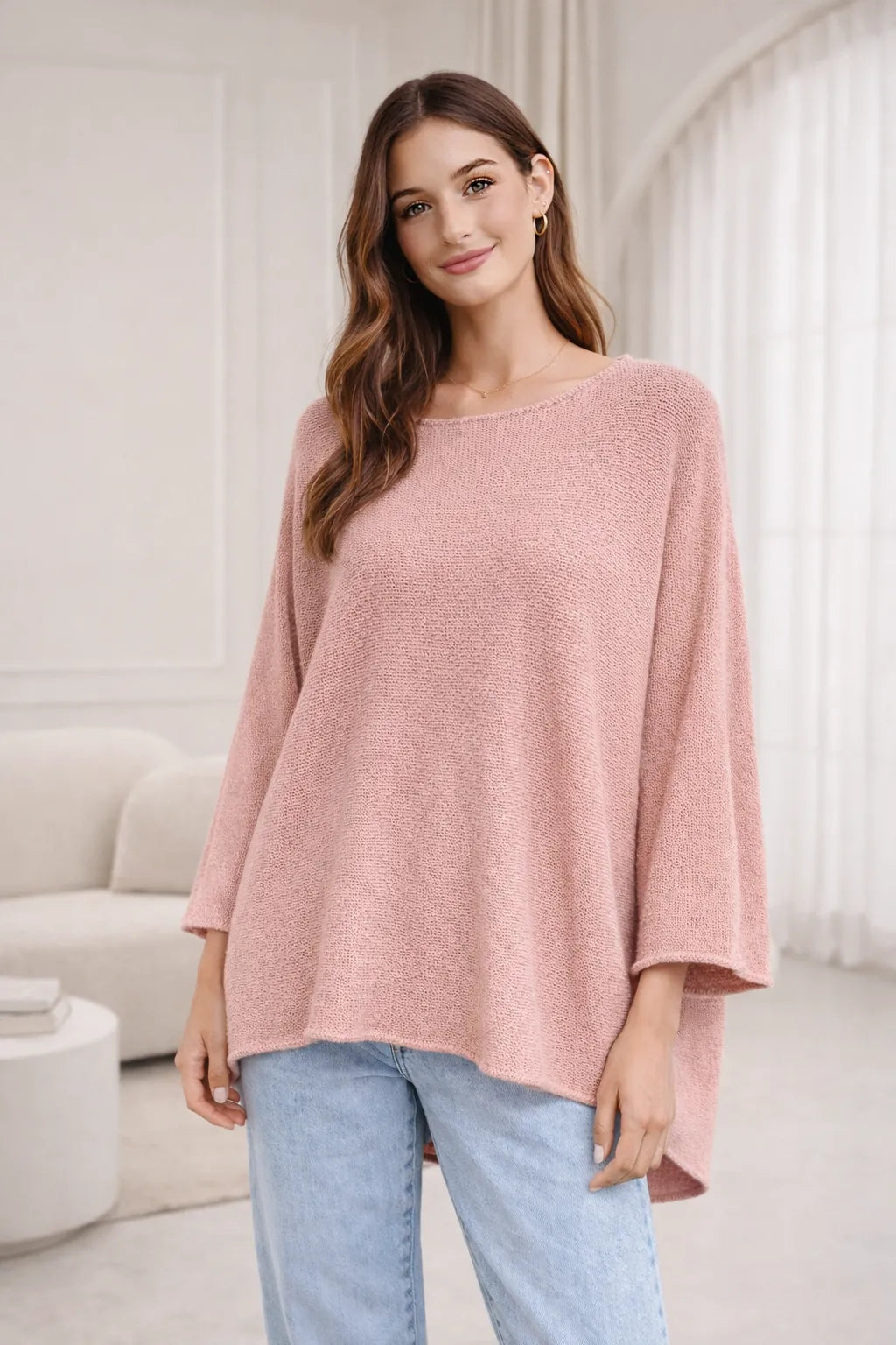 Chunky Knit Oversized Batwing Jumper Top
