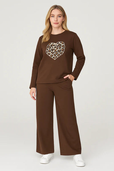 Italian Leopard Animal Print Relaxed Fit Co Ord Set