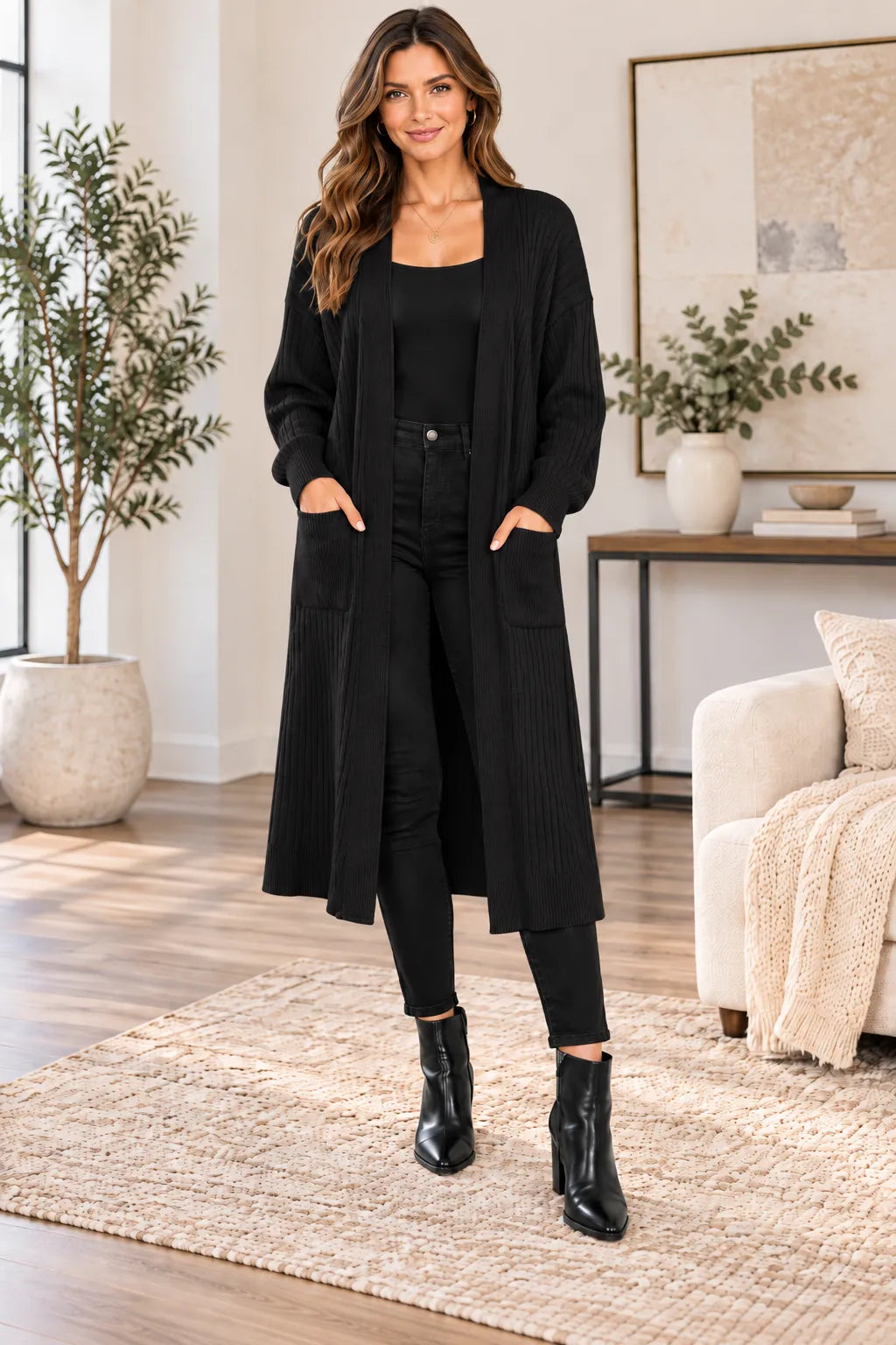 Ribbed Longline Cardigan