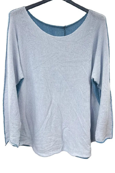 Italian Soft Knit Contrast Colour Round Neck Jumper Top