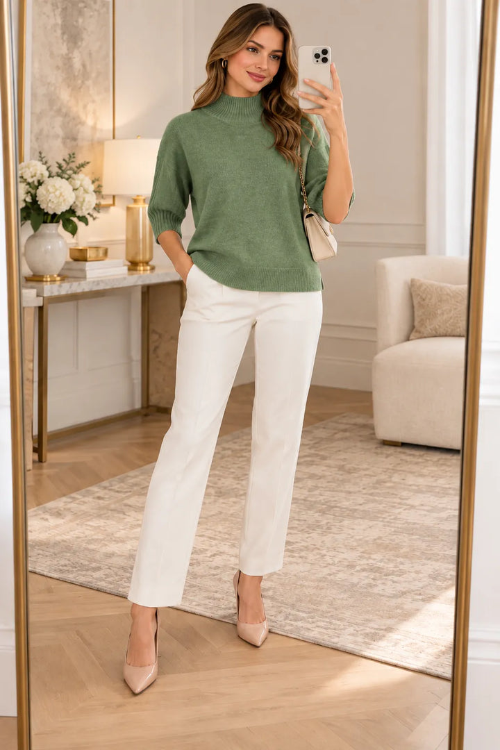 Ribbed High Neck Jumper Top