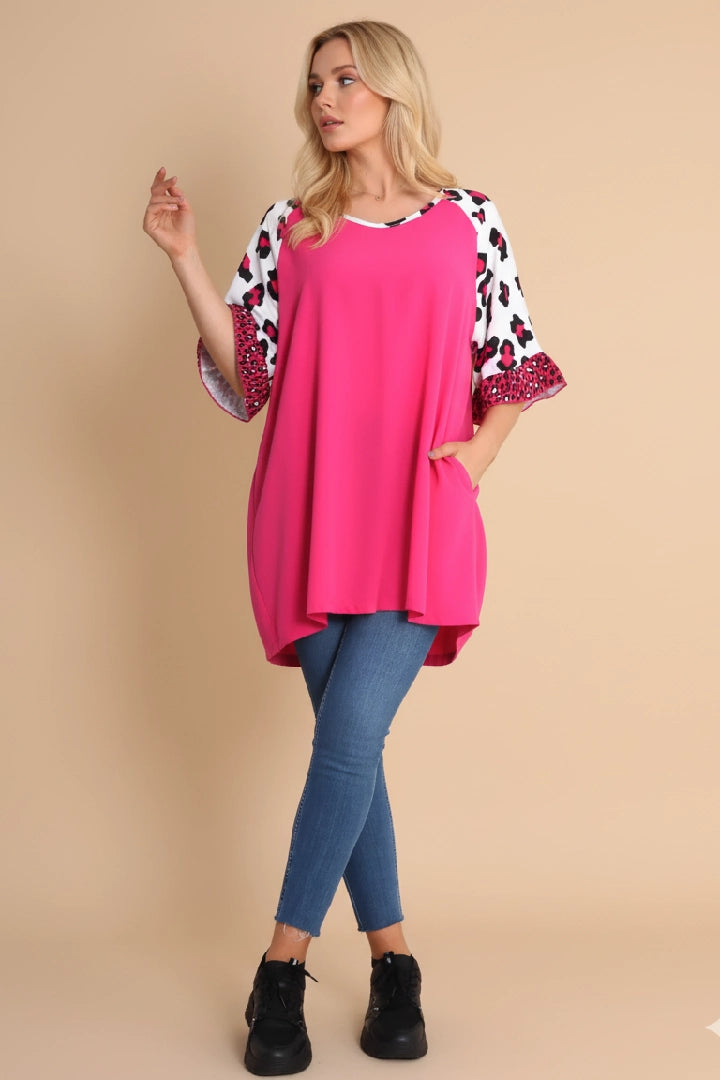 Animal Printed Sleeve Tunic Top