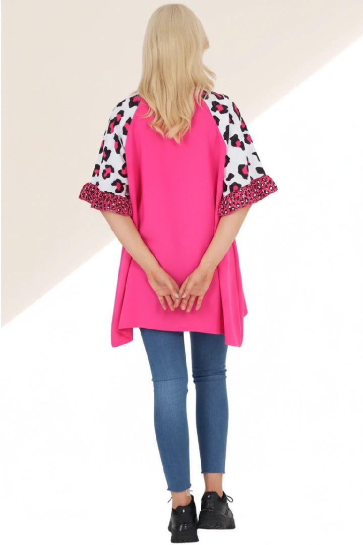 Animal Printed Sleeve Tunic Top