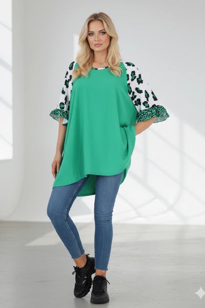 Animal Printed Sleeve Tunic Top