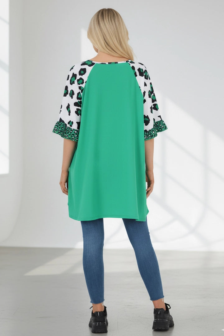 Animal Printed Sleeve Tunic Top