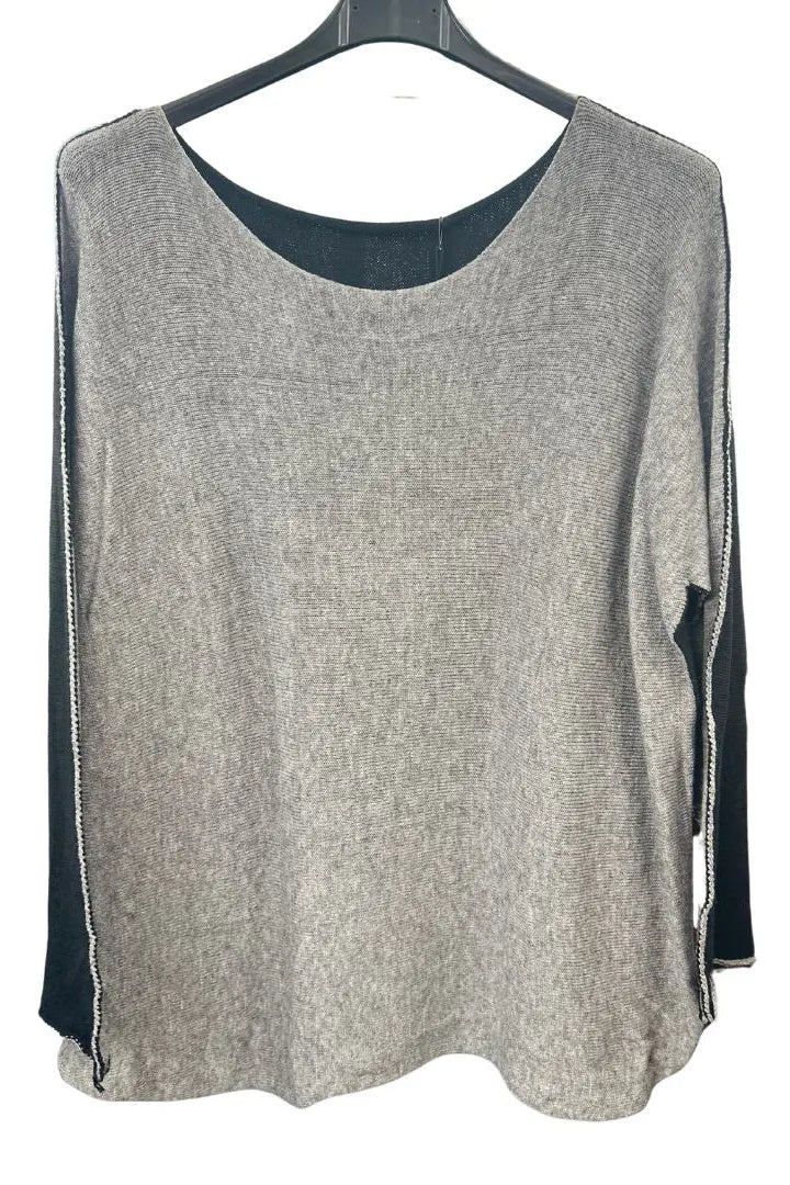 Italian Soft Knit Contrast Colour Round Neck Jumper Top