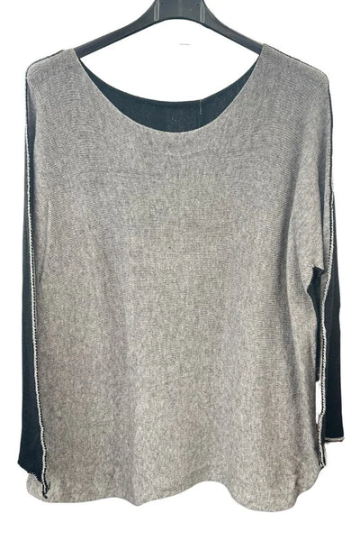 Italian Soft Knit Contrast Colour Round Neck Jumper Top