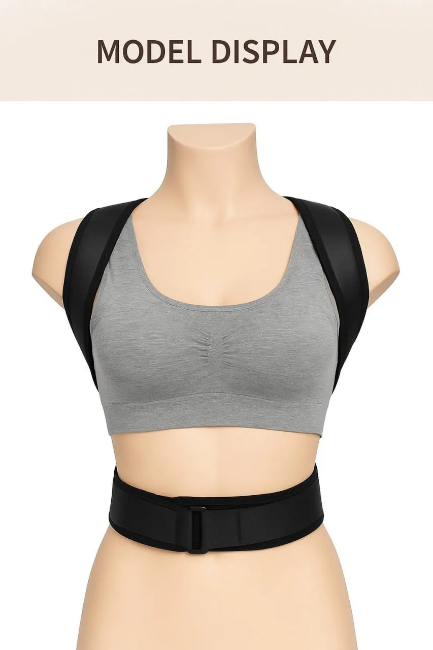 Gray sports bra with black straps on a mannequin against a beige background