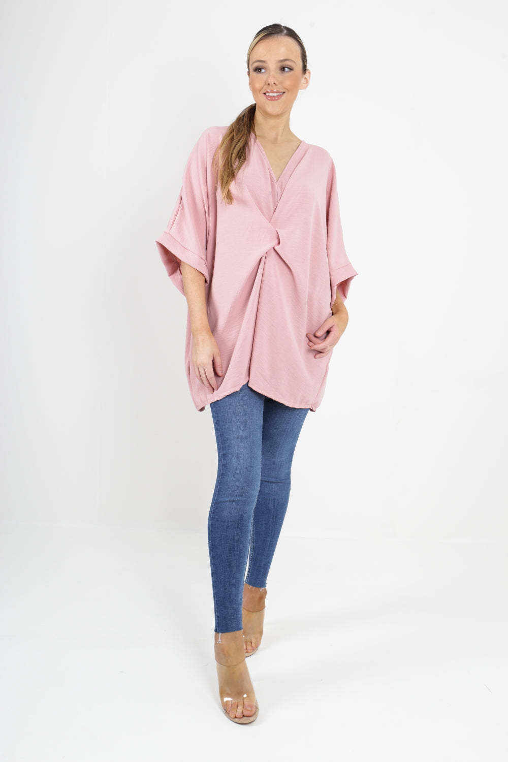 Twisted Front Batwing Oversized Top