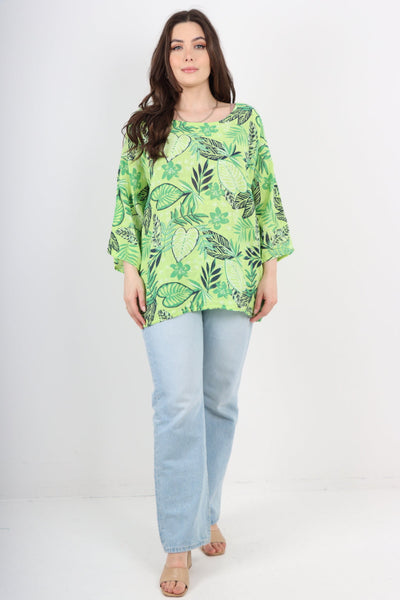 Leaf Print Cotton Tunic top