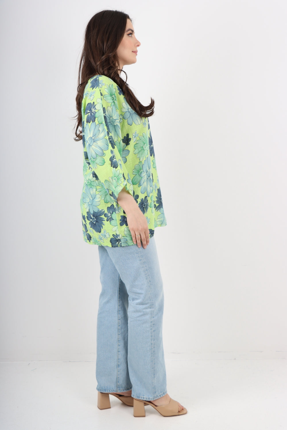 Multi Floral Print Cotton Tunic Top