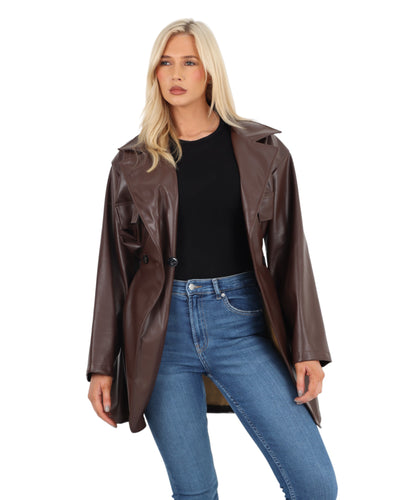 PU Faux Leather Peplum Jacket