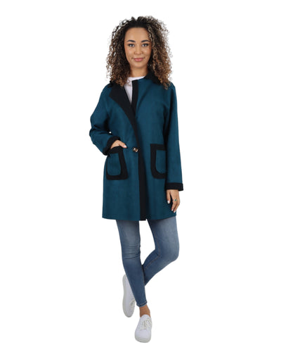Fleece Lined Collared  Long Sleeve Blazer Coat